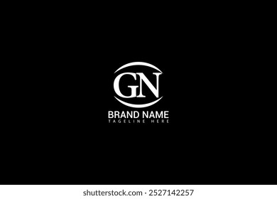 Diseño del logotipo de la letra GN. círculo, triángulo, hexágono, estilo plano y simple con el logotipo blanco de la letra de la variación del color fijado en una mesa de trabajo. Logotipo GN minimalista y clásico. GN