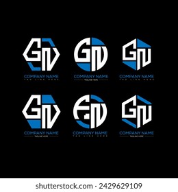 GN letra logo set design.GN monograma poligonal y círculo forma vector. GN diseño único.
