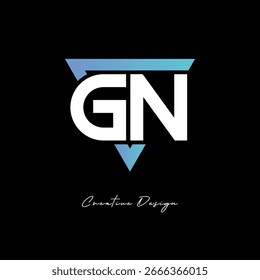 Logotipo de letra GN en triángulo: monograma de degradado moderno para el diseño de marca e identidad
