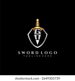 GN carta monograma de luxo para escudo e espada estilo imagem