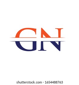 Vorlage für die Design-Vektorillustration des GN-Buchstabentyps. Abstrakter Buchstabe GN Logo Design