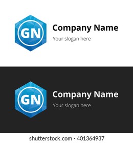 GN Letters , Abstract Polygonal Background Logo, design for Corporate Business Identity, Alphabet letter