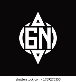 Logo de GN con plantilla de diseño de triángulo superior e inferior redondeado de círculo
