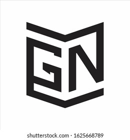 GN Logo Emblem Monogram With Shield Style Design Template Isolated On white Background