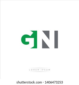 GN Logo Letter with Modern Negative space - Green and Grey Color EPS 10