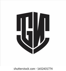 GN Logo monogram with emblem shield shape design isolated on white background