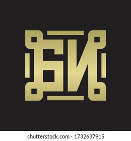 GN Logo monogram with piece line art design template