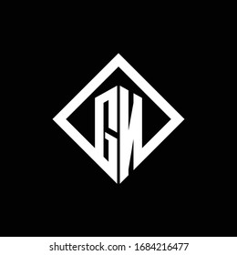 Monograma del logotipo GN con plantilla de diseño de estilo giratorio cuadrado