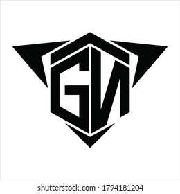GN Logo monogram with wings arrow around design template on white background