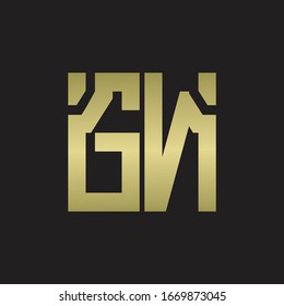 GN Logo with squere shape design template with gold colors