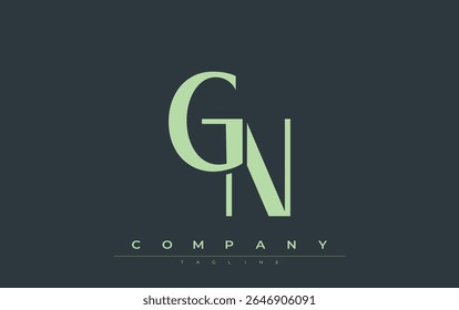 GN Modern Initials Logo Design. Branding-Logo mit stilisierten Initialen, die kühnes Design und moderne Ästhetik zeigen. Ideal für professionelles Business Branding oder kreative Projekte mit Schwerpunkt auf minimalistischen
