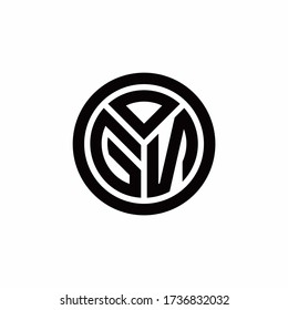 GN monogram logo with circle outline design template isolated on white background