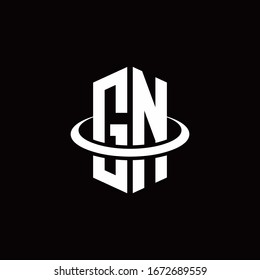 GN-Monogramm-Logo im Hexagon-Stil, umgeben von einem Ring