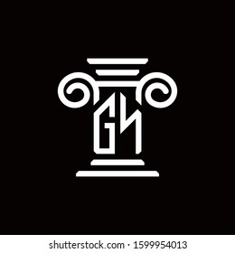 GN monogram logo with pillar style design template