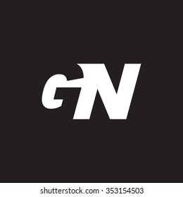 GN negative space letter logo black background