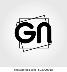 gn uppercase initials square frame business logo