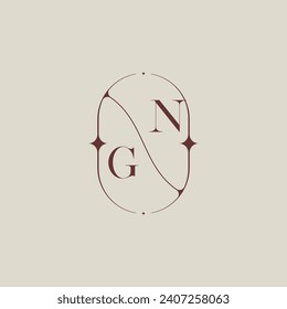 GN wedding classic in elegant monogram with high quality professional design that will print well