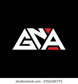 GNA triangle letter logo design with triangle shape. GNA triangle logo design monogram. GNA triangle vector logo template with red color. GNA triangular logo Simple, Elegant, and Luxurious design.