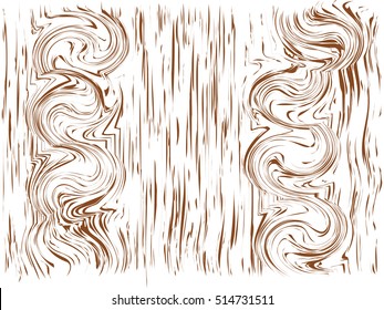 gnarl line pattern texture wood, surface brown on white background Vector illustration Eps10