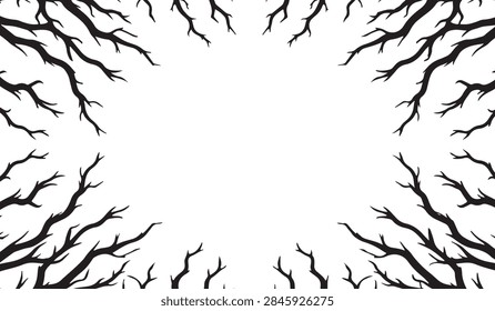 Gnarled Leafless Tree Branch Frame with White Negative Space