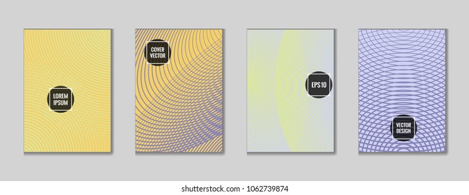 Gnarly geometrical lines notebook cover vector. Minimalistic notepad cover surface set. Colorful title page pattern for business notebook, dairy or notepad.