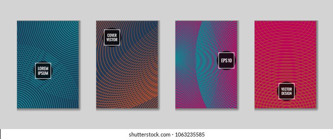 Gnarly geometrical lines notebook cover background. Minimalistic notepad cover theme set. Colorful title page graphic design for school notebook, dairy or notepad.