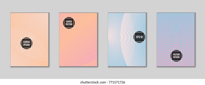 Gnarly geometrical lines notebook cover vector. Minimalistic notepad cover texture set. Colorful title page pattern for business notebook, dairy or notepad.