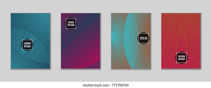 Gnarly geometrical lines notebook cover pattern. Minimalistic notepad cover texture set. Colorful title page graphic design for school notebook, dairy or notepad.