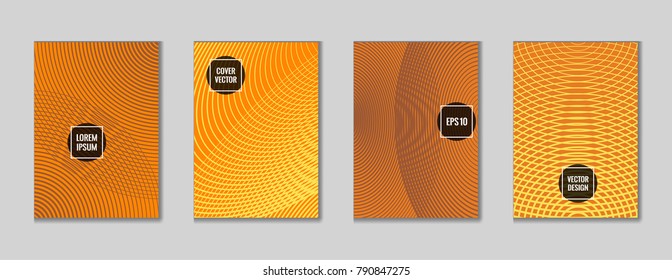 Gnarly geometrical lines notebook cover vector. Minimalistic notepad cover surface set. Colorful title page illustration for college notebook, dairy or notepad.