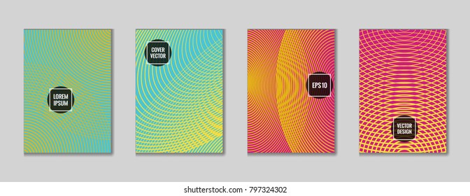 Gnarly geometrical lines notebook cover background. Minimalistic notepad cover tile set. Colorful title page background for personal notebook, dairy or notepad.