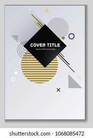 Gnarly memphis design placard background with white, black, gray, and brown  shapes. Cool memphis texture placard page. Front page design for school notebook, dairy or notepad.