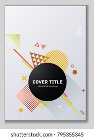 Gnarly memphis neo background with white, orange, yellow and brown geometrical shapes. Minimalistic front surface. Colorful memphis neo style graphic design for business purpose.