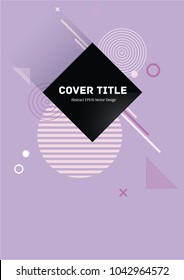 Gnarly memphis notepad cover pattern. Cool memphis tile front page with white, purple and pink geometrical shapes on violet background. Memphis notepad cover backdrop for corporate purpose.