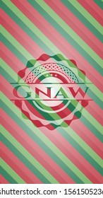 Gnaw christmas badge background. Vector Illustration. Detailed.