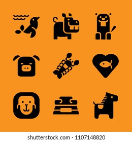 gnaw, ingredient, male and piglet icon set. Vector illustration for web and design.