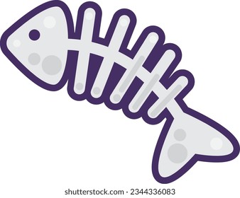 Gnawed skeleton and bones of cooked fish. Leftovers and scraps of food. Flat icon in stroke, element for infographics design. Simple cartoon outline vector isolated on white background