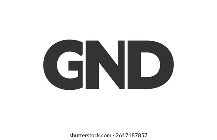 GND logo design template with strong and modern bold text. Initial based vector logotype featuring simple and minimal typography. Trendy company identity ideal for businesses brand presence.