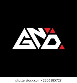 GND triangle letter logo design with triangle shape. GND triangle logo design monogram. GND triangle vector logo template with red color. GND triangular logo Simple, Elegant, and Luxurious design.