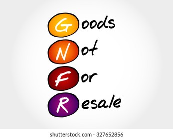 GNFR - Goods Not For Resale, acronym business concept