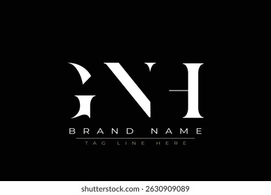 GNH abstract letter logo design. This logo is designed by three abstract letters.