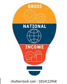 GNI - Gross National Income. acronym business concept. vector illustration concept with keywords and icons. lettering illustration with icons for web banner, flyer, landing page