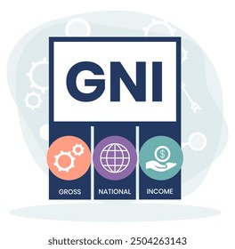 GNI - Gross National Income. acronym business concept. vector illustration concept with keywords