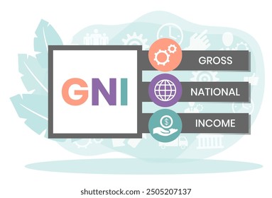 GNI - Gross National Income. acronym business concept. vector illustration concept with keywords