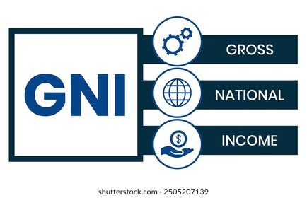 GNI - Gross National Income. acronym business concept. vector illustration concept with keywords