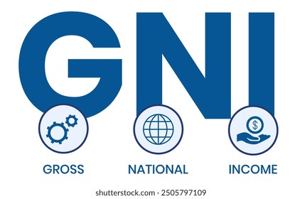 GNI - Gross National Income. acronym business concept. vector illustration concept with keywords