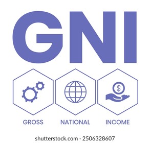 GNI - Gross National Income. acronym business concept. vector illustration concept with keywords