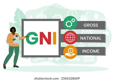 GNI - Gross National Income. acronym business concept. vector illustration concept with keywords