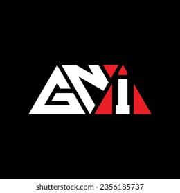 GNI triangle letter logo design with triangle shape. GNI triangle logo design monogram. GNI triangle vector logo template with red color. GNI triangular logo Simple, Elegant, and Luxurious design.