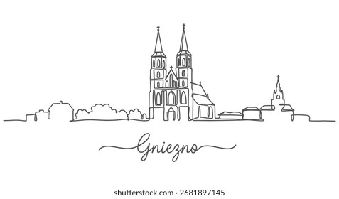 Gniezno skyline Poland Linha contínua.