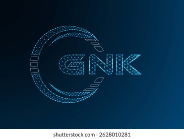 Diseño de Vector de logotipo de letra de polietileno baja GNK. GNK diseño de logotipo de poliéster inferior. Logotipo de poliéster bajo.